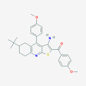molecular formula C30H32N2O3S B460342 [3-Amino-6-tert-butyl-4-(4-methoxyphenyl)-5,6,7,8-tetrahydrothieno[2,3-b]quinolin-2-yl]-(4-methoxyphenyl)methanone CAS No. 327067-34-5