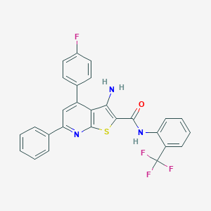 3-amino-4-(4-fluorophenyl)-6-phenyl-N-[2-(trifluoromethyl)phenyl]thieno[2,3-b]pyridine-2-carboxamide