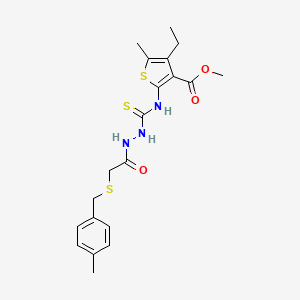 methyl 4-ethyl-5-methyl-2-{[(2-{[(4-methylbenzyl)thio]acetyl}hydrazino)carbonothioyl]amino}-3-thiophenecarboxylate