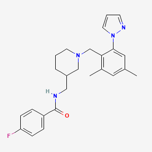 N-({1-[2,4-dimethyl-6-(1H-pyrazol-1-yl)benzyl]-3-piperidinyl}methyl)-4-fluorobenzamide