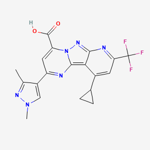 13-cyclopropyl-4-(1,3-dimethylpyrazol-4-yl)-11-(trifluoromethyl)-3,7,8,10-tetrazatricyclo[7.4.0.02,7]trideca-1,3,5,8,10,12-hexaene-6-carboxylic acid