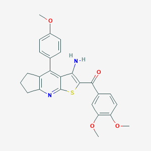 molecular formula C26H24N2O4S B460356 [3-amino-4-(4-methoxyphenyl)-6,7-dihydro-5H-cyclopenta[b]thieno[3,2-e]pyridin-2-yl](3,4-dimethoxyphenyl)methanone CAS No. 354556-70-0