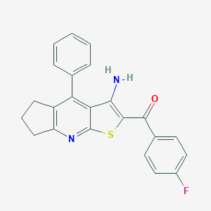 molecular formula C23H17FN2OS B460357 (3-amino-4-phenyl-6,7-dihydro-5H-cyclopenta[b]thieno[3,2-e]pyridin-2-yl)(4-fluorophenyl)methanone 
