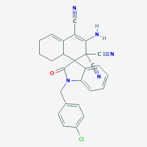 molecular formula C27H20ClN5O B460363 2-Amino-1'-[(4-chlorophenyl)methyl]-2'-oxospiro[4a,5,6,7-tetrahydronaphthalene-4,3'-indole]-1,3,3-tricarbonitrile 