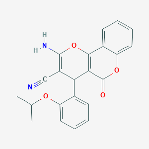 molecular formula C22H18N2O4 B460364 2-amino-4-(2-isopropoxyphenyl)-5-oxo-4H,5H-pyrano[3,2-c]chromene-3-carbonitrile 
