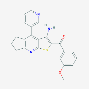 molecular formula C23H19N3O2S B460365 [3-amino-4-(3-pyridinyl)-6,7-dihydro-5H-cyclopenta[b]thieno[3,2-e]pyridin-2-yl](3-methoxyphenyl)methanone 