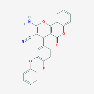 molecular formula C25H15FN2O4 B460366 2-amino-4-(4-fluoro-3-phenoxyphenyl)-5-oxo-4H,5H-pyrano[3,2-c]chromene-3-carbonitrile 