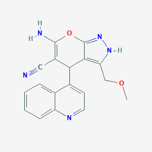 molecular formula C18H15N5O2 B460367 6-Amino-3-(methoxymethyl)-4-(4-quinolinyl)-2,4-dihydropyrano[2,3-c]pyrazole-5-carbonitrile CAS No. 500274-21-5