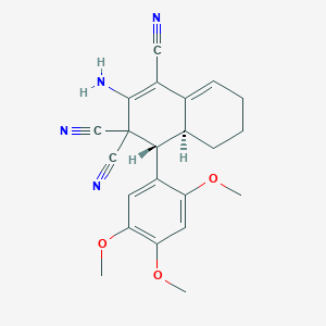 molecular formula C22H22N4O3 B460368 2-amino-4-(2,4,5-trimethoxyphenyl)-4a,5,6,7-tetrahydro-1,3,3(4H)-naphthalenetricarbonitrile CAS No. 500219-17-0