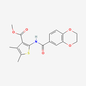 molecular formula C17H17NO5S B4603705 METHYL 2-(2,3-DIHYDRO-1,4-BENZODIOXINE-6-AMIDO)-4,5-DIMETHYLTHIOPHENE-3-CARBOXYLATE 