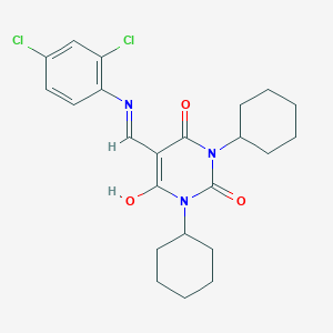 1,3-dicyclohexyl-5-{[(2,4-dichlorophenyl)amino]methylene}-2,4,6(1H,3H,5H)-pyrimidinetrione