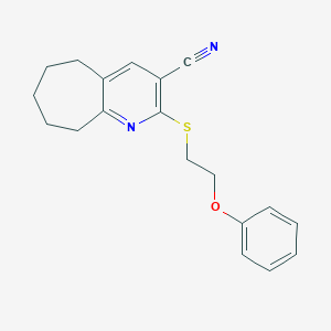 molecular formula C19H20N2OS B460382 2-[(2-phenoxyethyl)sulfanyl]-6,7,8,9-tetrahydro-5H-cyclohepta[b]pyridine-3-carbonitrile CAS No. 445384-84-9