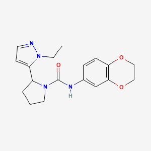 N-(2,3-dihydro-1,4-benzodioxin-6-yl)-2-(1-ethyl-1H-pyrazol-5-yl)-1-pyrrolidinecarboxamide