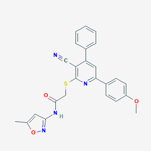 molecular formula C25H20N4O3S B460383 2-{[3-cyano-6-(4-methoxyphenyl)-4-phenyl-2-pyridinyl]sulfanyl}-N-(5-methyl-3-isoxazolyl)acetamide 