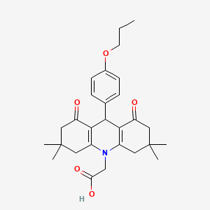 2-[3,3,6,6-tetramethyl-1,8-dioxo-9-(4-propoxyphenyl)-4,5,7,9-tetrahydro-2H-acridin-10-yl]acetic acid