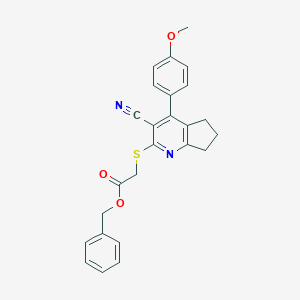 molecular formula C25H22N2O3S B460388 benzyl {[3-cyano-4-(4-methoxyphenyl)-6,7-dihydro-5H-cyclopenta[b]pyridin-2-yl]sulfanyl}acetate 