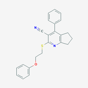 molecular formula C23H20N2OS B460389 2-[(2-phenoxyethyl)sulfanyl]-4-phenyl-6,7-dihydro-5H-cyclopenta[b]pyridine-3-carbonitrile CAS No. 445384-98-5