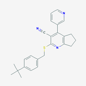 molecular formula C25H25N3S B460392 2-[(4-tert-butylbenzyl)sulfanyl]-4-(3-pyridinyl)-6,7-dihydro-5H-cyclopenta[b]pyridine-3-carbonitrile 