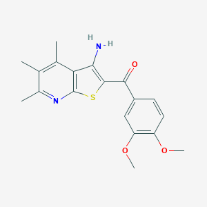 molecular formula C19H20N2O3S B460394 (3-Amino-4,5,6-trimethylthieno[2,3-b]pyridin-2-yl)(3,4-dimethoxyphenyl)methanone CAS No. 445385-14-8