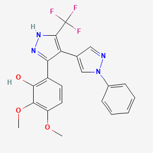 molecular formula C21H17F3N4O3 B4603948 2,3-dimethoxy-6-[4-(1-phenylpyrazol-4-yl)-5-(trifluoromethyl)-1H-pyrazol-3-yl]phenol 