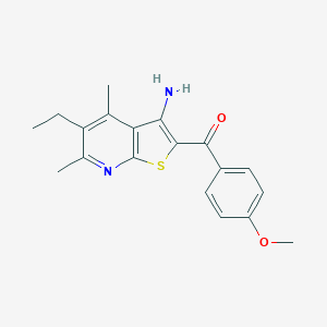 molecular formula C19H20N2O2S B460395 (3-Amino-5-ethyl-4,6-dimethylthieno[2,3-b]pyridin-2-yl)(4-methoxyphenyl)methanone CAS No. 445385-15-9