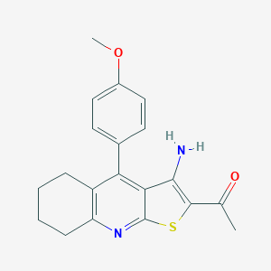molecular formula C20H20N2O2S B460399 1-[3-Amino-4-(4-methoxyphenyl)-5,6,7,8-tetrahydrothieno[2,3-b]quinolin-2-yl]ethanone CAS No. 351532-25-7