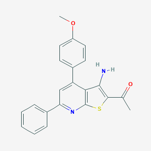 molecular formula C22H18N2O2S B460400 1-[3-Amino-4-(4-methoxyphenyl)-6-phenylthieno[2,3-b]pyridin-2-yl]ethanone 
