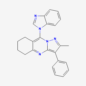 molecular formula C24H21N5 B4604014 9-(1H-benzimidazol-1-yl)-2-methyl-3-phenyl-5,6,7,8-tetrahydropyrazolo[5,1-b]quinazoline 