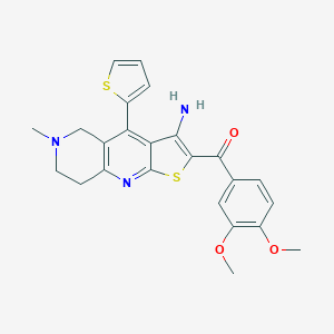 molecular formula C24H23N3O3S2 B460402 (3-amino-6-methyl-4-thiophen-2-yl-7,8-dihydro-5H-thieno[2,3-b][1,6]naphthyridin-2-yl)-(3,4-dimethoxyphenyl)methanone CAS No. 496804-99-0