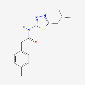 2-(4-methylphenyl)-N-[5-(2-methylpropyl)-1,3,4-thiadiazol-2-yl]acetamide