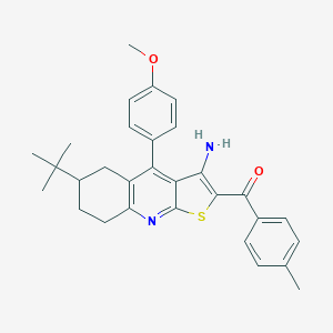 molecular formula C30H32N2O2S B460404 [3-Amino-6-tert-butyl-4-(4-methoxyphenyl)-5,6,7,8-tetrahydrothieno[2,3-b]quinolin-2-yl](4-methylphenyl)methanone 
