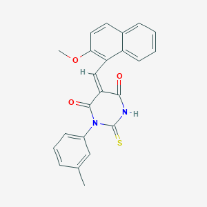 (5E)-5-[(2-methoxynaphthalen-1-yl)methylidene]-1-(3-methylphenyl)-2-sulfanylidene-1,3-diazinane-4,6-dione