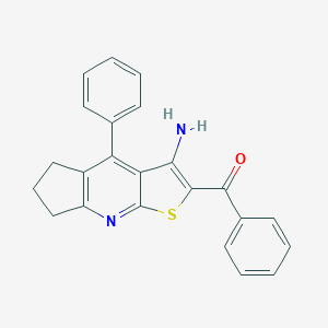 molecular formula C23H18N2OS B460407 (3-amino-4-phenyl-6,7-dihydro-5H-cyclopenta[b]thieno[3,2-e]pyridin-2-yl)(phenyl)methanone 