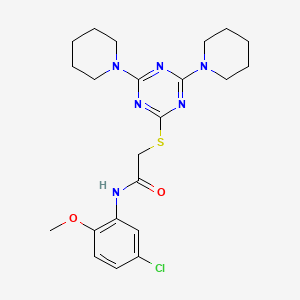 N-(5-chloro-2-methoxyphenyl)-2-{[4,6-di(piperidin-1-yl)-1,3,5-triazin-2-yl]sulfanyl}acetamide