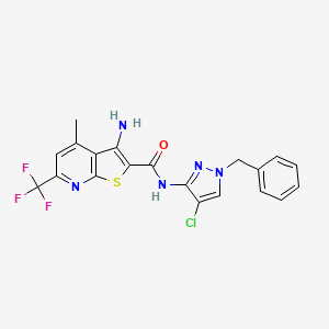 3-AMINO-N~2~-(1-BENZYL-4-CHLORO-1H-PYRAZOL-3-YL)-4-METHYL-6-(TRIFLUOROMETHYL)THIENO[2,3-B]PYRIDINE-2-CARBOXAMIDE