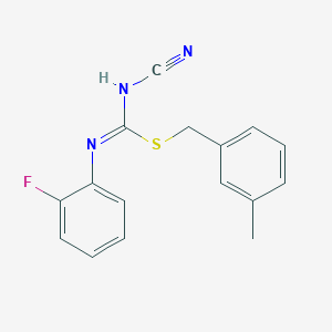 molecular formula C16H14FN3S B460412 3-methylbenzyl N'-cyano-N-(2-fluorophenyl)carbamimidothioate CAS No. 445385-33-1