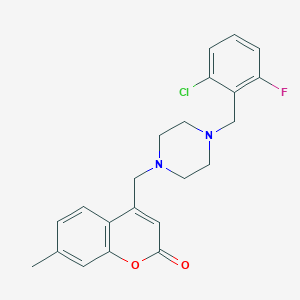 4-({4-[(2-CHLORO-6-FLUOROPHENYL)METHYL]PIPERAZIN-1-YL}METHYL)-7-METHYL-2H-CHROMEN-2-ONE