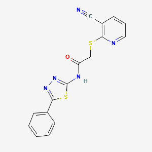 2-[(3-cyano-2-pyridinyl)thio]-N-(5-phenyl-1,3,4-thiadiazol-2-yl)acetamide