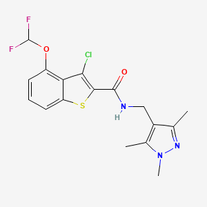 3-chloro-4-(difluoromethoxy)-N-[(1,3,5-trimethyl-1H-pyrazol-4-yl)methyl]-1-benzothiophene-2-carboxamide