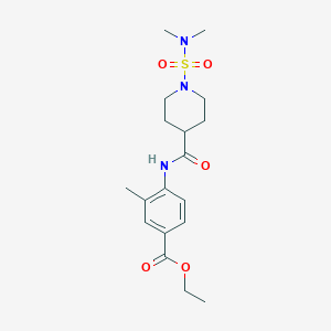 molecular formula C18H27N3O5S B4604221 ethyl 4-[({1-[(dimethylamino)sulfonyl]-4-piperidinyl}carbonyl)amino]-3-methylbenzoate 