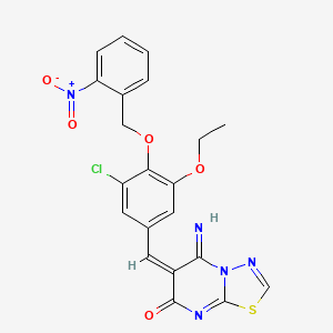 molecular formula C21H16ClN5O5S B4604226 (6E)-6-[[3-chloro-5-ethoxy-4-[(2-nitrophenyl)methoxy]phenyl]methylidene]-5-imino-[1,3,4]thiadiazolo[3,2-a]pyrimidin-7-one 