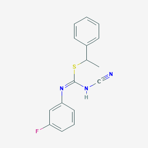 molecular formula C16H14FN3S B460423 1-phenylethyl N'-cyano-N-(3-fluorophenyl)carbamimidothioate CAS No. 445385-45-5