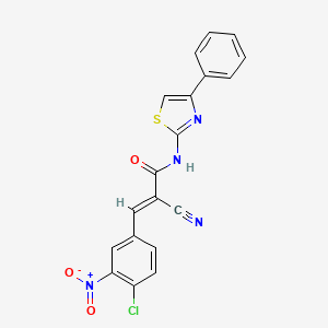 molecular formula C19H11ClN4O3S B4604235 3-(4-chloro-3-nitrophenyl)-2-cyano-N-(4-phenyl-1,3-thiazol-2-yl)acrylamide 