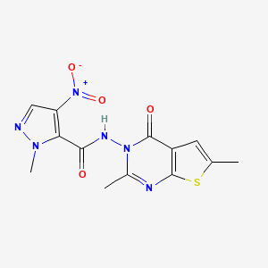 molecular formula C13H12N6O4S B4604237 N-(2,6-dimethyl-4-oxothieno[2,3-d]pyrimidin-3(4H)-yl)-1-methyl-4-nitro-1H-pyrazole-5-carboxamide 