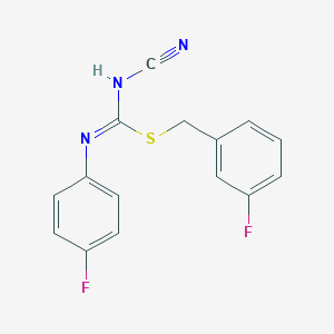 molecular formula C15H11F2N3S B460429 3-fluorobenzyl N'-cyano-N-(4-fluorophenyl)carbamimidothioate CAS No. 445385-50-2