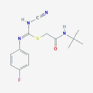 molecular formula C14H17FN4OS B460430 2-(tert-butylamino)-2-oxoethyl N'-cyano-N-(4-fluorophenyl)carbamimidothioate CAS No. 445385-53-5