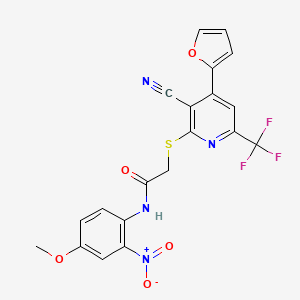 2-{[3-CYANO-4-(2-FURYL)-6-(TRIFLUOROMETHYL)-2-PYRIDYL]SULFANYL}-N~1~-(4-METHOXY-2-NITROPHENYL)ACETAMIDE