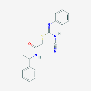 molecular formula C18H18N4OS B460432 2-oxo-2-[(1-phenylethyl)amino]ethyl N'-cyano-N-phenylimidothiocarbamate 