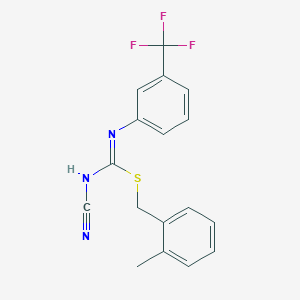 molecular formula C17H14F3N3S B460433 2-methylbenzyl N'-cyano-N-[3-(trifluoromethyl)phenyl]carbamimidothioate CAS No. 445385-60-4