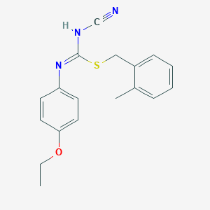 2-methylbenzyl N'-cyano-N-(4-ethoxyphenyl)carbamimidothioate